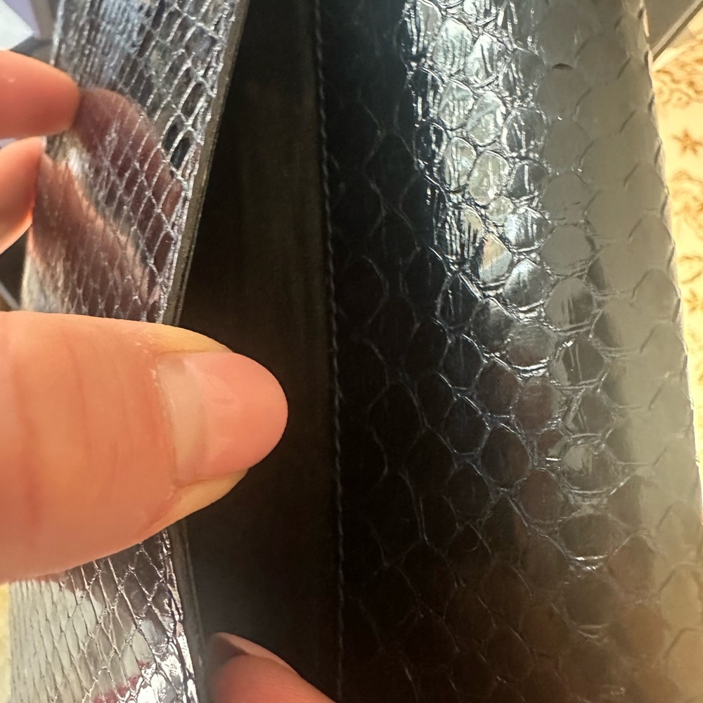 Vintage blue lizard or python Leather Clutch - image 6